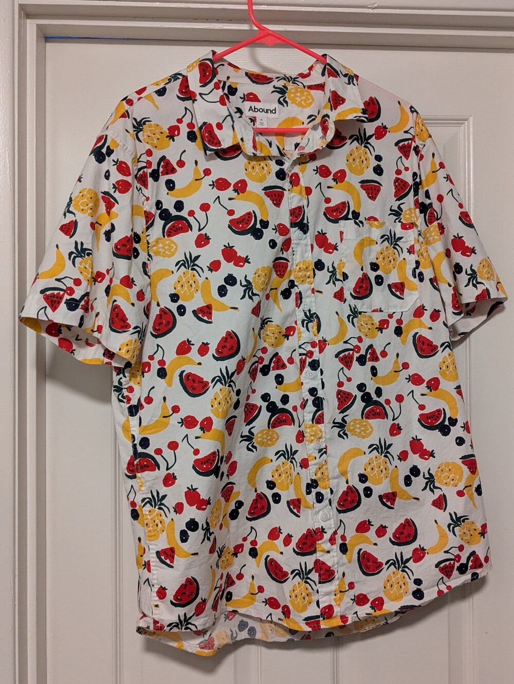 Abound Fruit Print Button-Up Shirt — White, Yellow, Red, Navy